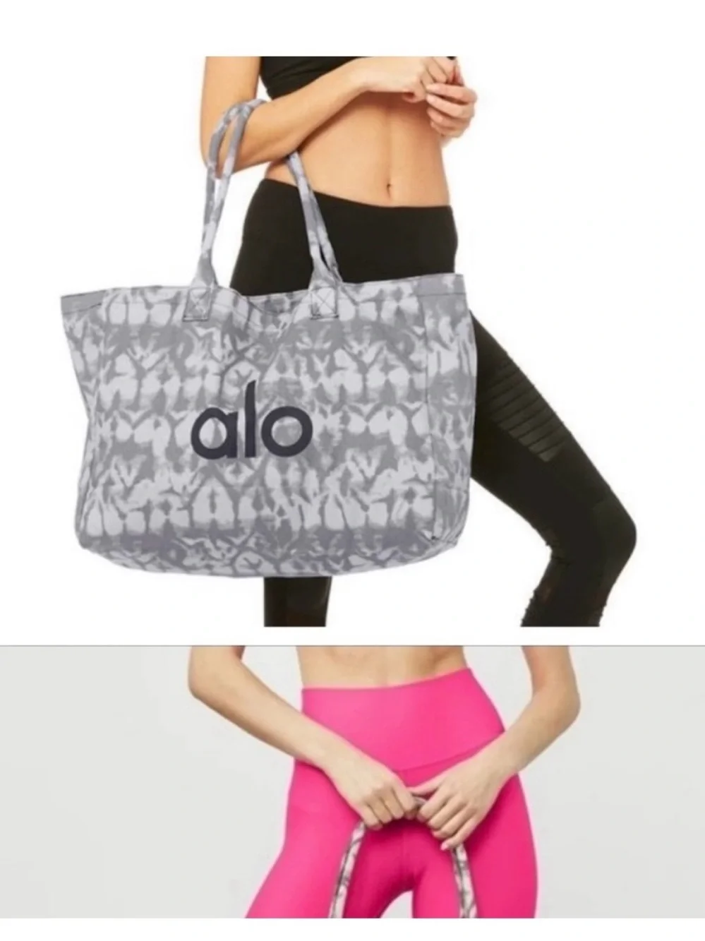 ALO Yoga Gray Tie-Dye Logo Tote